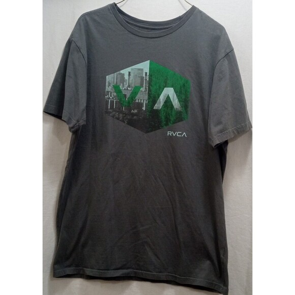 RVCA MEN'S DARK GRAY CHARCOAL BY TENORE GRAPHIC PRINT T-SHIRT SIZE LARGE LNC! - Picture 1 of 5